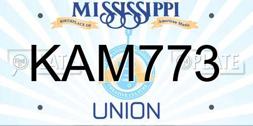 KAM773 Mississippi License Plate