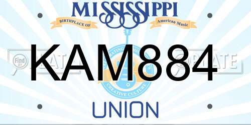 KAM884 Mississippi License Plate