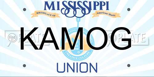 KAMOG Mississippi License Plate