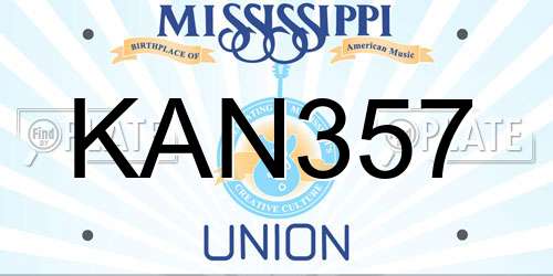 KAN357 Mississippi License Plate