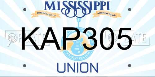 KAP305 Mississippi License Plate