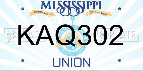 KAQ302 Mississippi License Plate