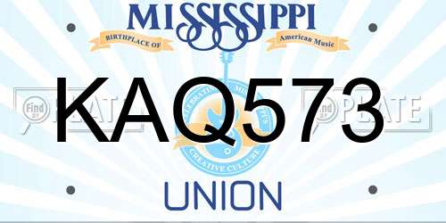 KAQ573 Mississippi License Plate