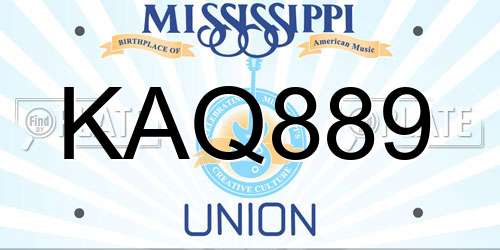 KAQ889 Mississippi License Plate