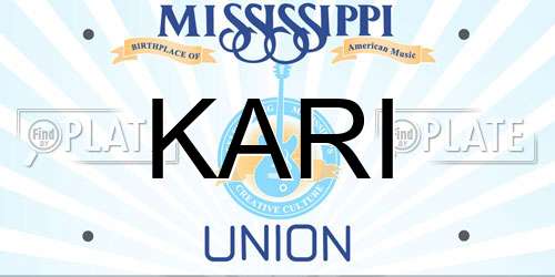 KARI Mississippi License Plate