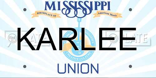 KARLEE Mississippi License Plate
