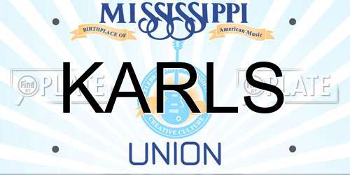 KARLS Mississippi License Plate