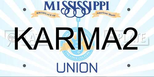 KARMA2 Mississippi License Plate