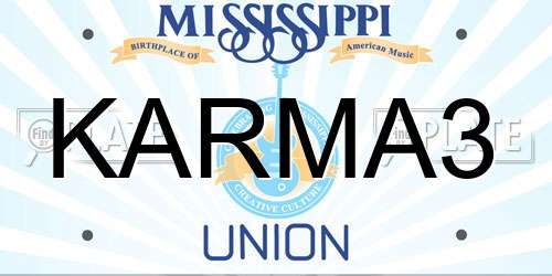KARMA3 Mississippi License Plate