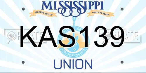 KAS139 Mississippi License Plate