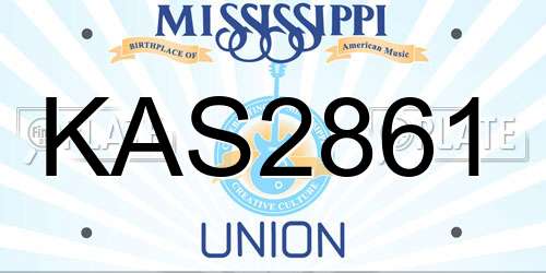 KAS2861 Mississippi License Plate
