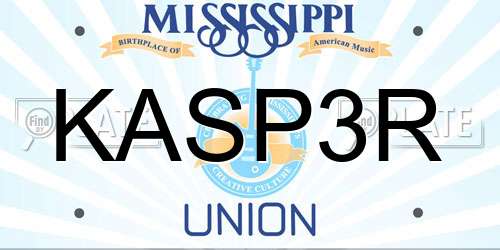 KASP3R Mississippi License Plate