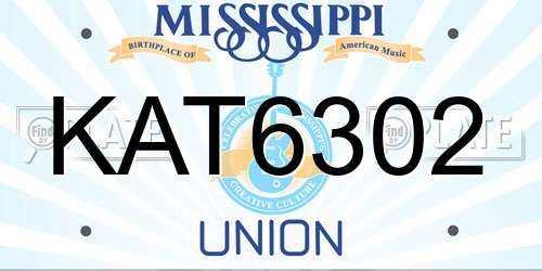 KAT6302 Mississippi License Plate