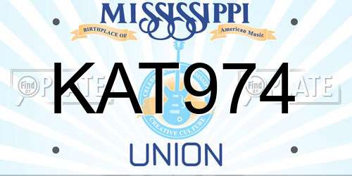 KAT974 Mississippi License Plate