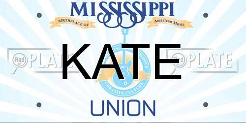 KATE Mississippi License Plate