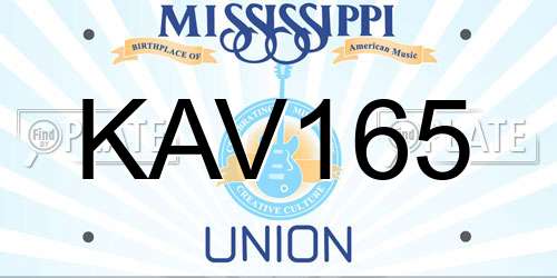 KAV165 Mississippi License Plate