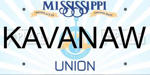 KAVANAW Mississippi License Plate