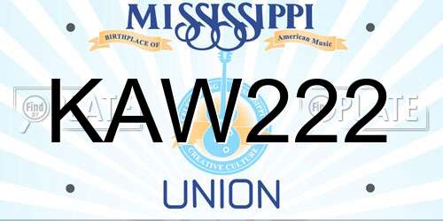 KAW222 Mississippi License Plate