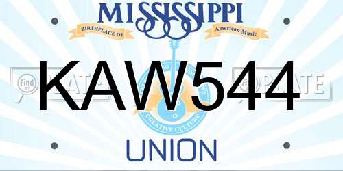 KAW544 Mississippi License Plate