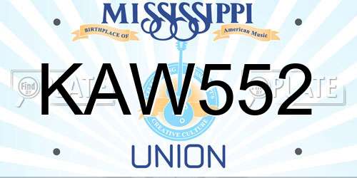 KAW552 Mississippi License Plate