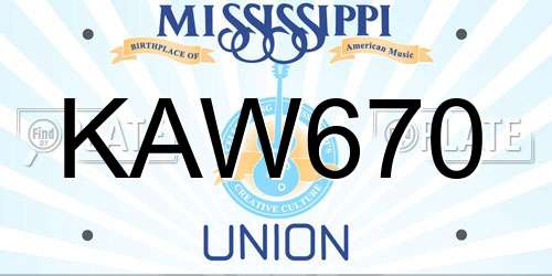 KAW670 Mississippi License Plate