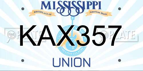KAX357 Mississippi License Plate