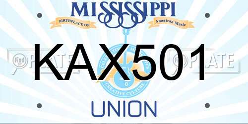KAX501 Mississippi License Plate