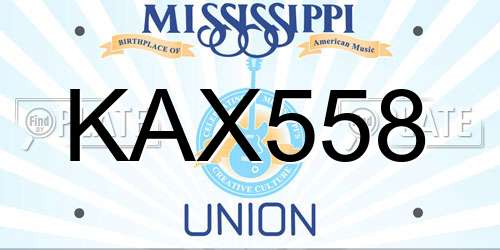 KAX558 Mississippi License Plate