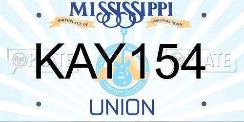 KAY154 Mississippi License Plate