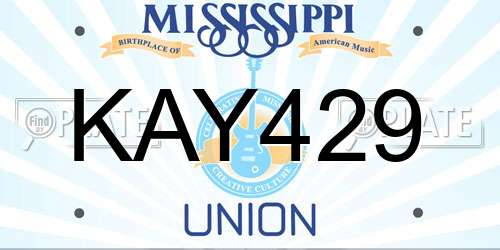 KAY429 Mississippi License Plate
