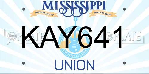 KAY641 Mississippi License Plate
