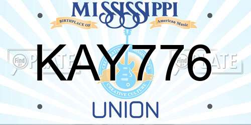 KAY776 Mississippi License Plate