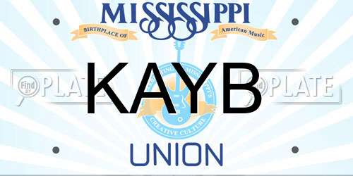 KAYB Mississippi License Plate