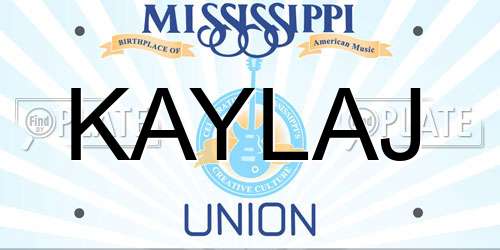 KAYLAJ Mississippi License Plate