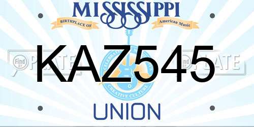 KAZ545 Mississippi License Plate