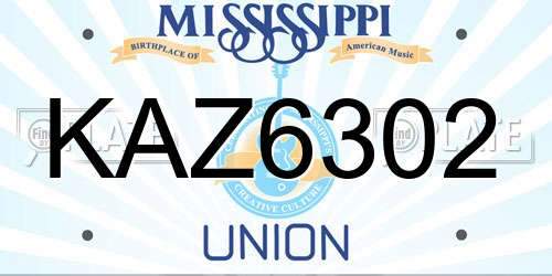 KAZ6302 Mississippi License Plate