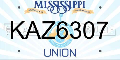 KAZ6307 Mississippi License Plate