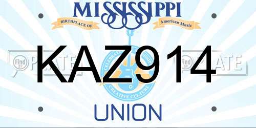 KAZ914 Mississippi License Plate