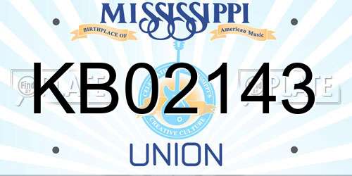 KB02143 Mississippi License Plate