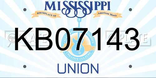 KB07143 Mississippi License Plate