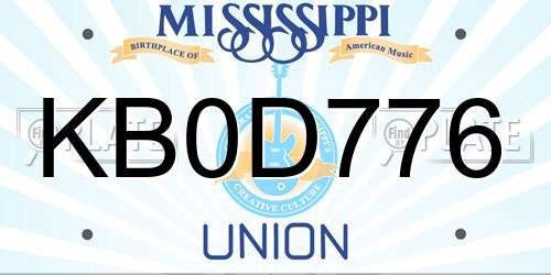 KB0D776 Mississippi License Plate
