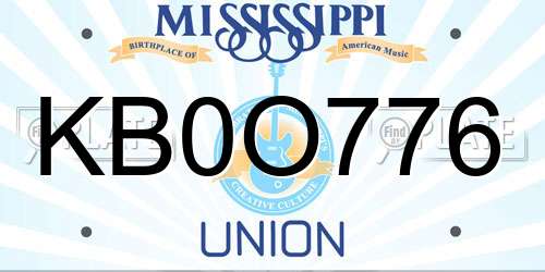 KB0O776 Mississippi License Plate
