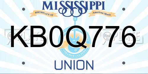 KB0Q776 Mississippi License Plate