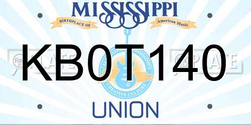 KB0T140 Mississippi License Plate