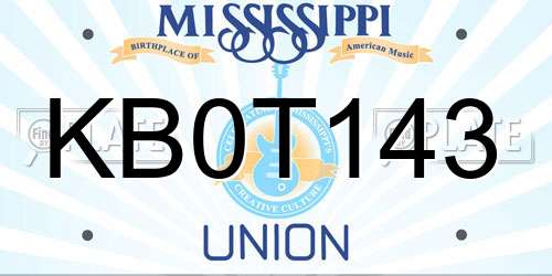 KB0T143 Mississippi License Plate