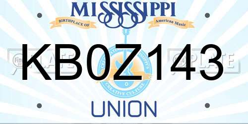 KB0Z143 Mississippi License Plate