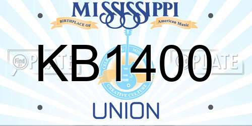 KB1400 Mississippi License Plate