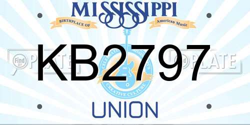 KB2797 Mississippi License Plate