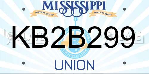 KB2B299 Mississippi License Plate