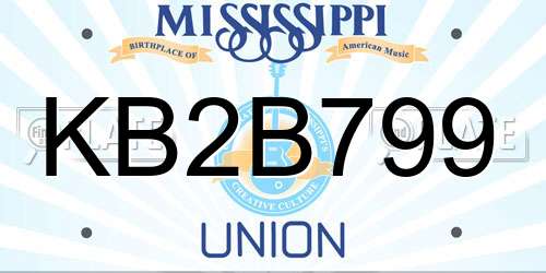 KB2B799 Mississippi License Plate